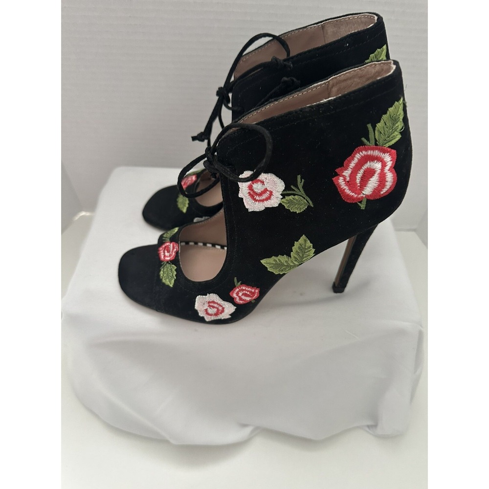 BETSEY JOHNSON Caroline Floral Embroidered Peep-toe Heels SIZE 6.5 - Picture 6 of 11